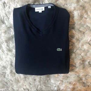 Lacoste Navy V Neck Sweater 100% Cotton
